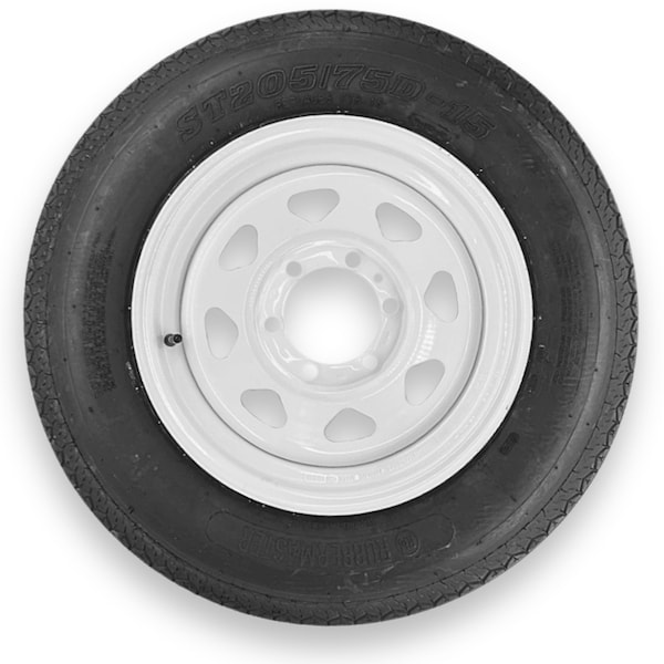 Rubbermaster - Steel Master Rubbermaster F78-15 ST205/75D15 6 Ply Highway Rib Tire and 6 on 5.5 Eight Spoke Wheel Assembly 599296 - main